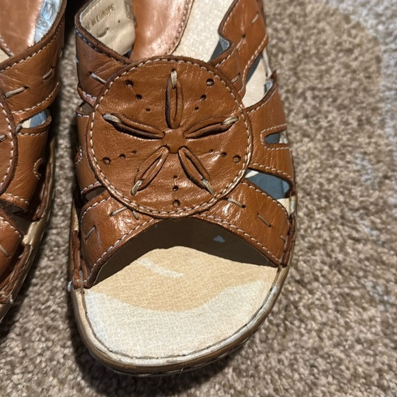 Spring Step Leather Sand Dollar Slide Sandals Brown Comfort Coastal Boho Sz 9.5 - Picture 3 of 12